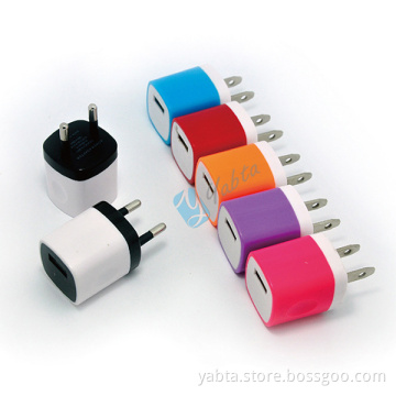 Side Grip 1AMP Single USB Colored Home Charger For Mobile Phone